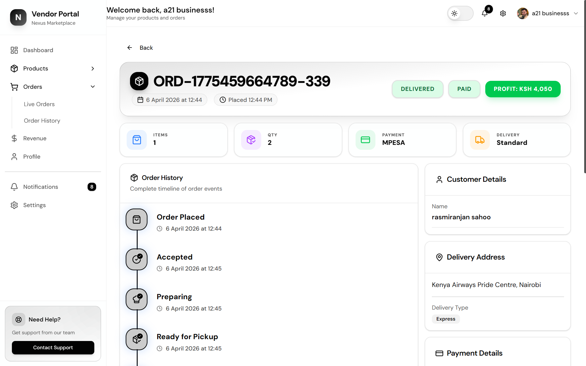 Vendor Dashboard screenshot 8